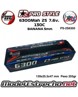 BATERIA Lipo Rc PROSTYLE 6300MAH 2S 7.6v. 130C

CONECTOR 5mm

Ref: PS-2S6300