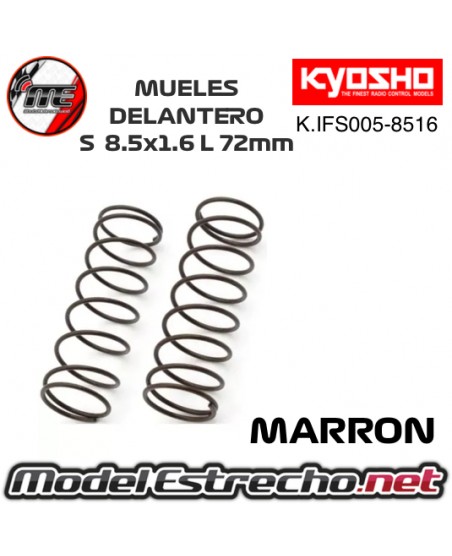 MUELLES DELANTERO KYOSHO MARRON BIG BORE S 8.5x1.6L 72mm IFS005-8516
