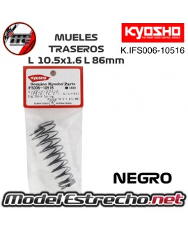 MUELLES TRASERO KYOSHO NEGRO BIG BORE L 10.5x1.6 L 86mm IFS006-10516