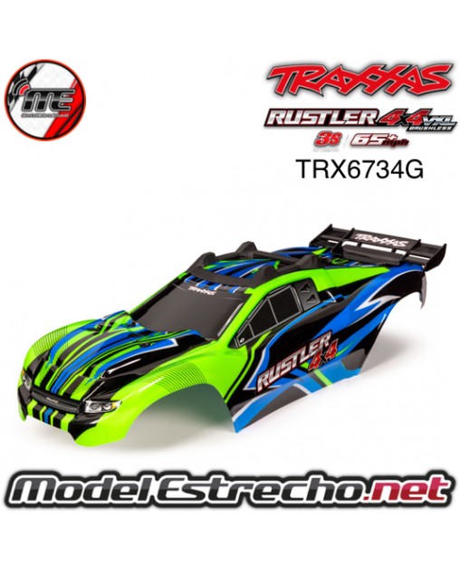 CARROCERIA PINTADA VERDE CON ANCLAJES TRAXXAS RUSTLER TRX6734G