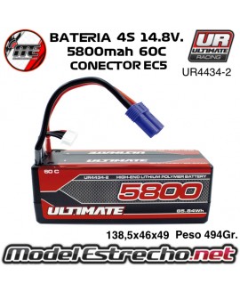 BATERIA 5800mha 14,8v 60C 4S HardCase Lipo EC5 ULTIMATE UR4434-2