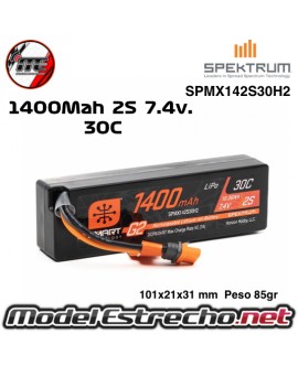 BATERIA SPEKTRUM 7.4v 1400mah 2S 30c SMART G2 LIPO IC2  SPMX142S30H2