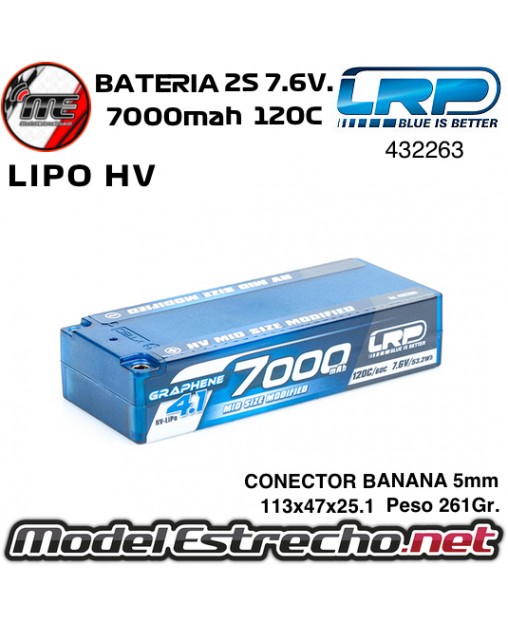 BATERIA LRP SHORTY 7.6v. LIPO HV 7000mah GRAPHENE 120c/60c 432263