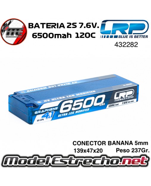 BATERIA LRP 7.6v. LIPO HV 6500mah GRAPHENE 4.1 CAJA DURA 120c/60c 432282