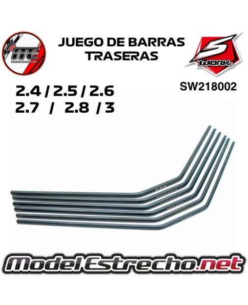 JUEGO DE BARRAS ESTABILIZADORAS TRASERAS SWORKZ ( 2.4 / 2.5 / 2.6 / 2.7 / 2.8 / 3.0 mm ) SW218002