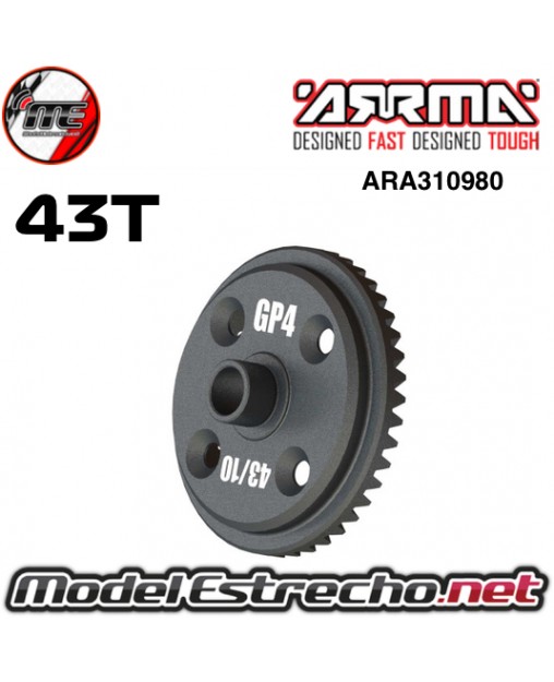 CORONA DIFERENCIAL 43T SPIRAL 29mm GP4 5mm ARRMA ARA310980