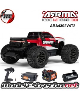ARRMA GRANITE 223S DSC MONSTER TRUCK V4 3S BRUSHLESS 4WD MT RTR ROJO ARA4302V4T2