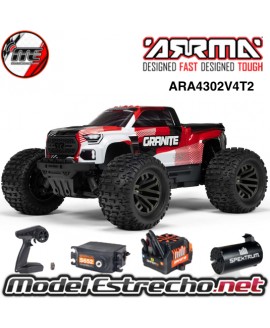 ARRMA GRANITE 223S DSC MONSTER TRUCK V4 3S BRUSHLESS 4WD MT RTR ROJO ARA4302V4T2