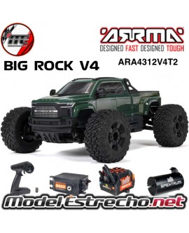 ARRMA BIG ROCK 223S DSC MONSTER TRUCK 3S BLX BRUSHLESS 4WD MT RTR VERDE ARA4312V4T2