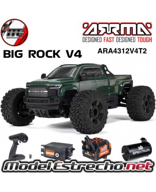 ARRMA BIG ROCK 223S DSC MONSTER TRUCK 3S BLX BRUSHLESS 4WD MT RTR VERDE ARA4312V4T2