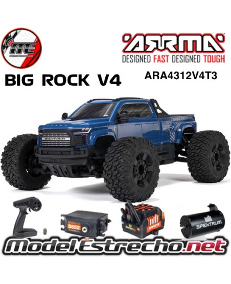 ARRMA BIG ROCK 223S DSC MONSTER TRUCK 3S BLX BRUSHLESS 4WD MT RTR AZUL ARA4312V4T3