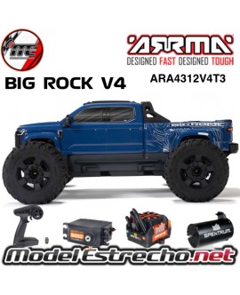 ARRMA BIG ROCK 223S DSC MONSTER TRUCK 3S BLX BRUSHLESS 4WD MT RTR AZUL ARA4312V4T3