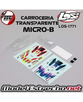 CARROCERIA TRANSPARENTE CON PEGATINAS LOSI MICRO-B 1/24 BLANCO LOS-1763