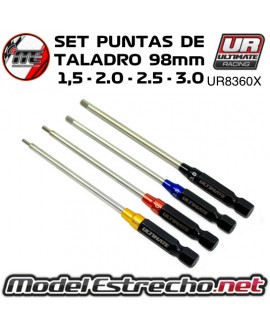 SET DE PUNTAS DE TALADRO POWER TOOL PRO 98mm CON INDICADOR ( 1.5 - 2.0 - 2.5 - 3.0 ) UR8360X
