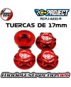 TUERCAS DE RUEDAS 17mm ALUMINIO RC PROJECT ROJAS 
RCPJ-A033-R
