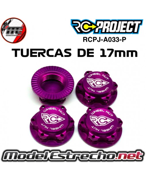TUERCAS DE RUEDAS 17mm ALUMINIO RC PROJECT ROJAS
