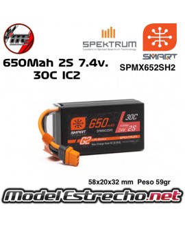 BATERIA SMART 7.4V. 650MAH 2S G2 HARDCASE 30C LIPO IC2
SPMX652SH2