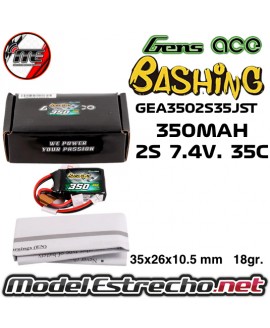 BATERIA GENS ACE 350mah 2S 7.4v. 35C LIPO CON JST-PHR GEA3502S35JST