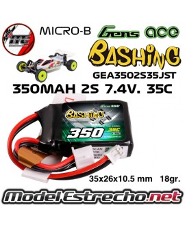 BATERIA GENS ACE 350mah 2S 7.4v. 35C LIPO CON JST-PHR GEA3502S35JST