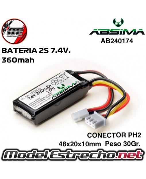 BATERIA ABSIMA LIPO 2S 7.4v. 360mah 1010015 AB240174
