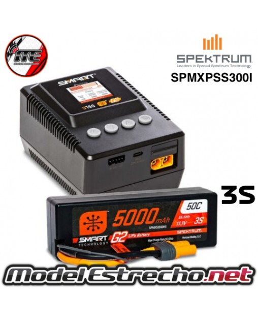 COMBO CARGADOR SPEKTRUM SMART SPMXPSS300I POWERSTAGE SURFACE 5000MAH 3S LIPO
