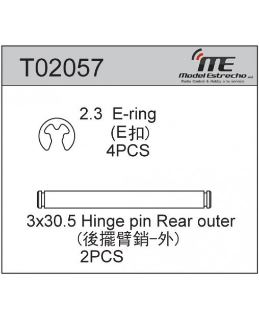 PASADOR EJE TRASERO EXTERIOR TEAM C T2EVO