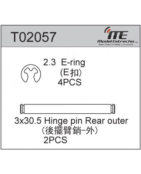 PASADOR EJE TRASERO EXTERIOR TEAM C T2EVO