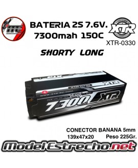 BATERIA LIPO XTR 7300mha 7,6v HV 150C 2S2P SHORTY LONG HardCase Lipo 5mm XTR-0330