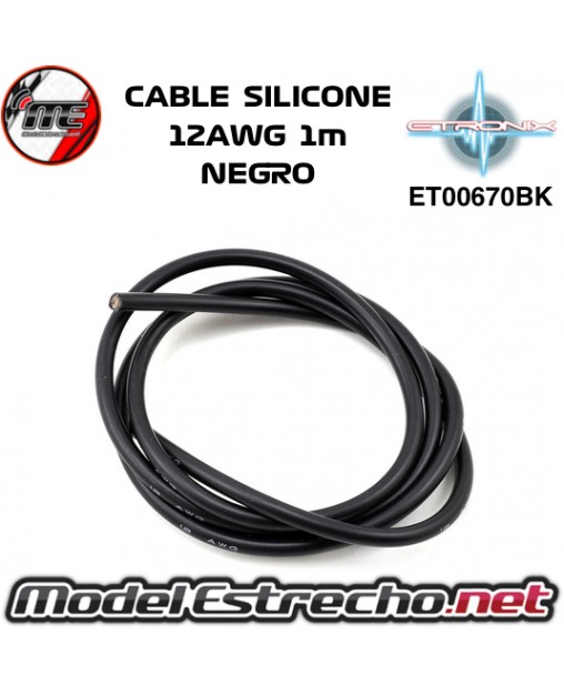 CABLE SILICONE NEGRO 12AWG 1m ET0670BK