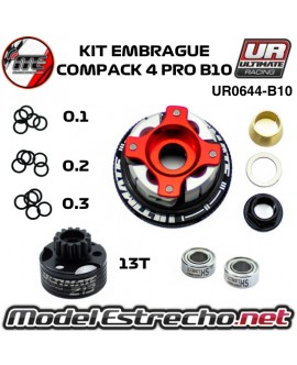 KIT EMBRAGUE ALUMINIO COMPACK 4 PRO B10 + CAMPANA Z13 + RODAMIENTOS Y ARANDELAS DE AJUSTE UR0644-B10
