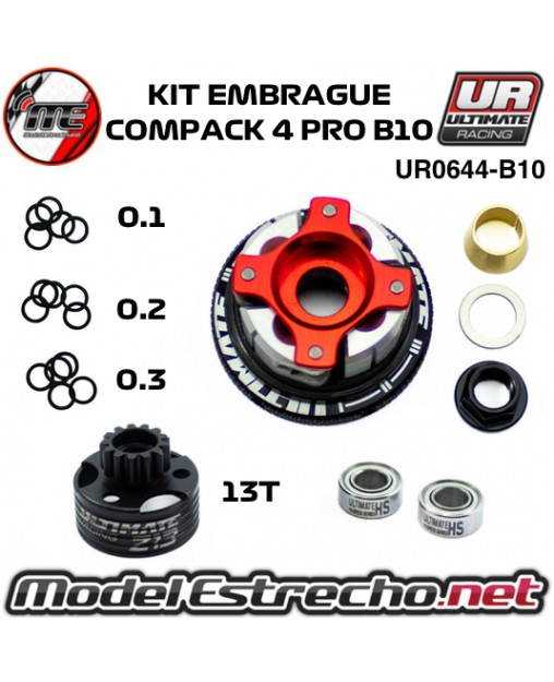KIT EMBRAGUE ALUMINIO COMPACK 4 PRO B10 + CAMPANA Z13 + RODAMIENTOS Y ARANDELAS DE AJUSTE UR0644-B10