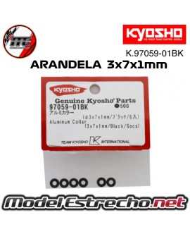 ARANDELAS ANODIZADAS KYOSHO 3x7x1mm (6U.) K.97059-01BK
