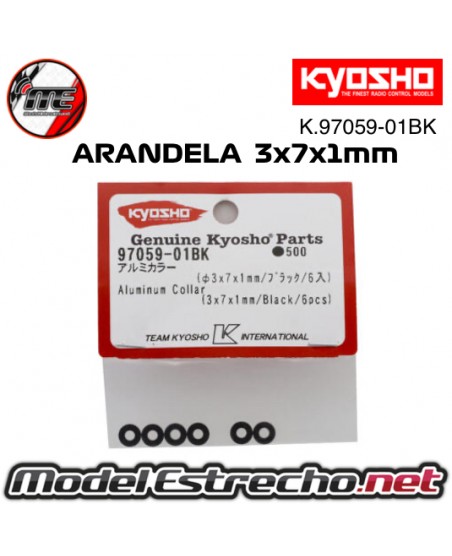 ARANDELAS ANODIZADAS KYOSHO 3x7x1mm (6U.)