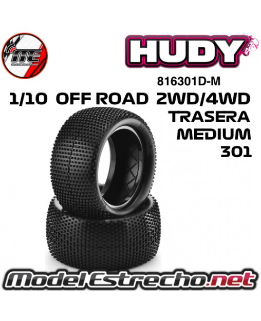 RUEDA HUDY 301 1/10 OFF ROAD TRASERA 2WD/4WD MEDIUM (2U.) 816301D-M