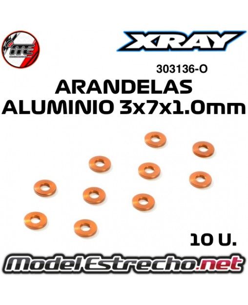 ARANDELA DE ALUMINIO 3x7x1.0mm NARANJA (10U.) 303136-O