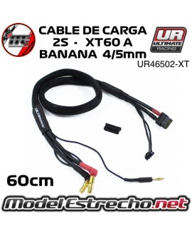 CABLE DE CARGA XT60 A 2S DE 60CM CON BANANA 4mm/5mm UR46502-XT