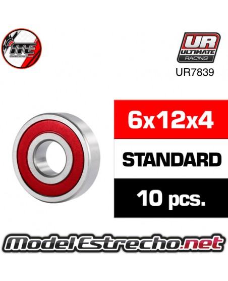 BALL BEARINGS, BLACK RUBBER SEALED (4X10X4MM) (2)