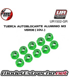 TUERCA AUTOBLOCANTE ALUMINIO M3 VERDE ( 10u. ) UR1502-GR