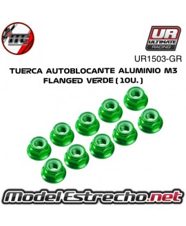 TUERCAS AUTOBLOCANTE ALUMINIO M3 FLANGED AZUL (10U.)
