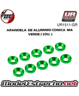 ARANDELA ALUMINIO CONICA VERDE M4 (10u.) UR1511-GR