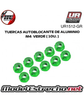 TUERCAS M4 AUTOBLOCANTE ALUMINIO VERDE (10u.) UR1512-GR