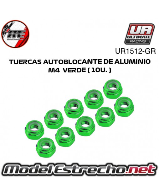 TUERCAS M4 AUTOBLOCANTE ALUMINIO VERDE (10u.) UR1512-GR