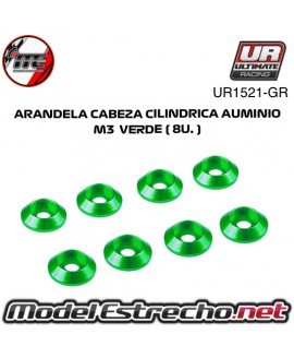 ARANDELA CABEZA CILINDRICA ALUMINIO VERDE 3mm (8u.) UR1521-GR
