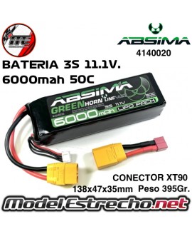BATERIA Lipo ABSIMA 6000MAH 3S 11.1v. 50C XT90 / T-PLUG 4140020