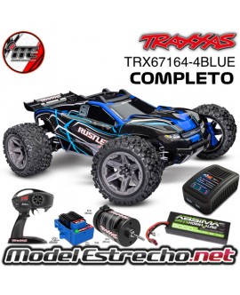 TRAXXAS RUSTLER 4x4 BL-2S BRUSHLESS 1/10 4WD TQ 2.4Ghz AZUL COMPLETO TRX67164-4BLUE