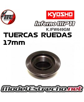 TUERCAS DENTADAS CIEGAS GUN METAL 17 mm KYOSHO INFERNO K.IFW649GM