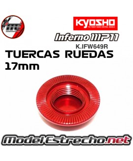TUERCAS DENTADAS CIEGAS ROJAS 17 mm KYOSHO INFERNO K.IFW649R