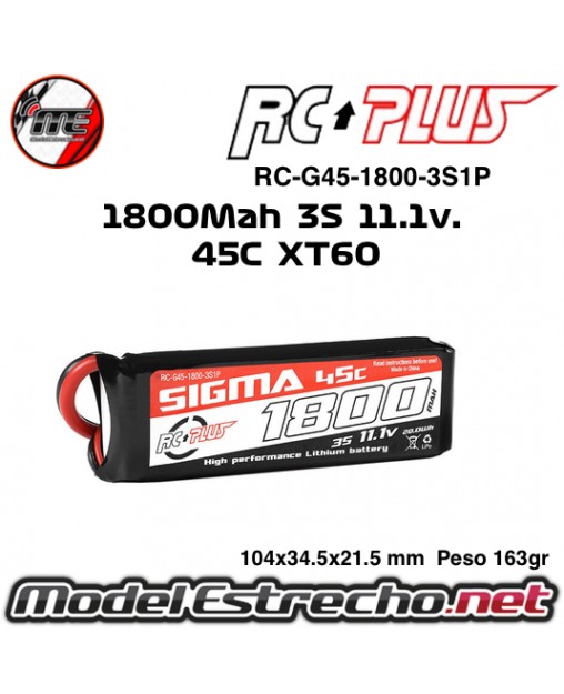 BATERIA LI-PO 3S 1800mah SIGMA 45C RC-G45-1800-SP1P