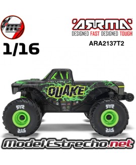 QUAKE GROM 1/16 4x4 BRUSHED MONSTER TRUCK BATERIA Y CARGADOR INCLUIDO VERDE