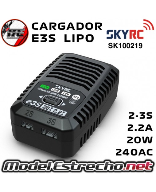 CARGADOR SKYRC E3S LIPO 2-3s 2.2A 20W 240AC SK100219